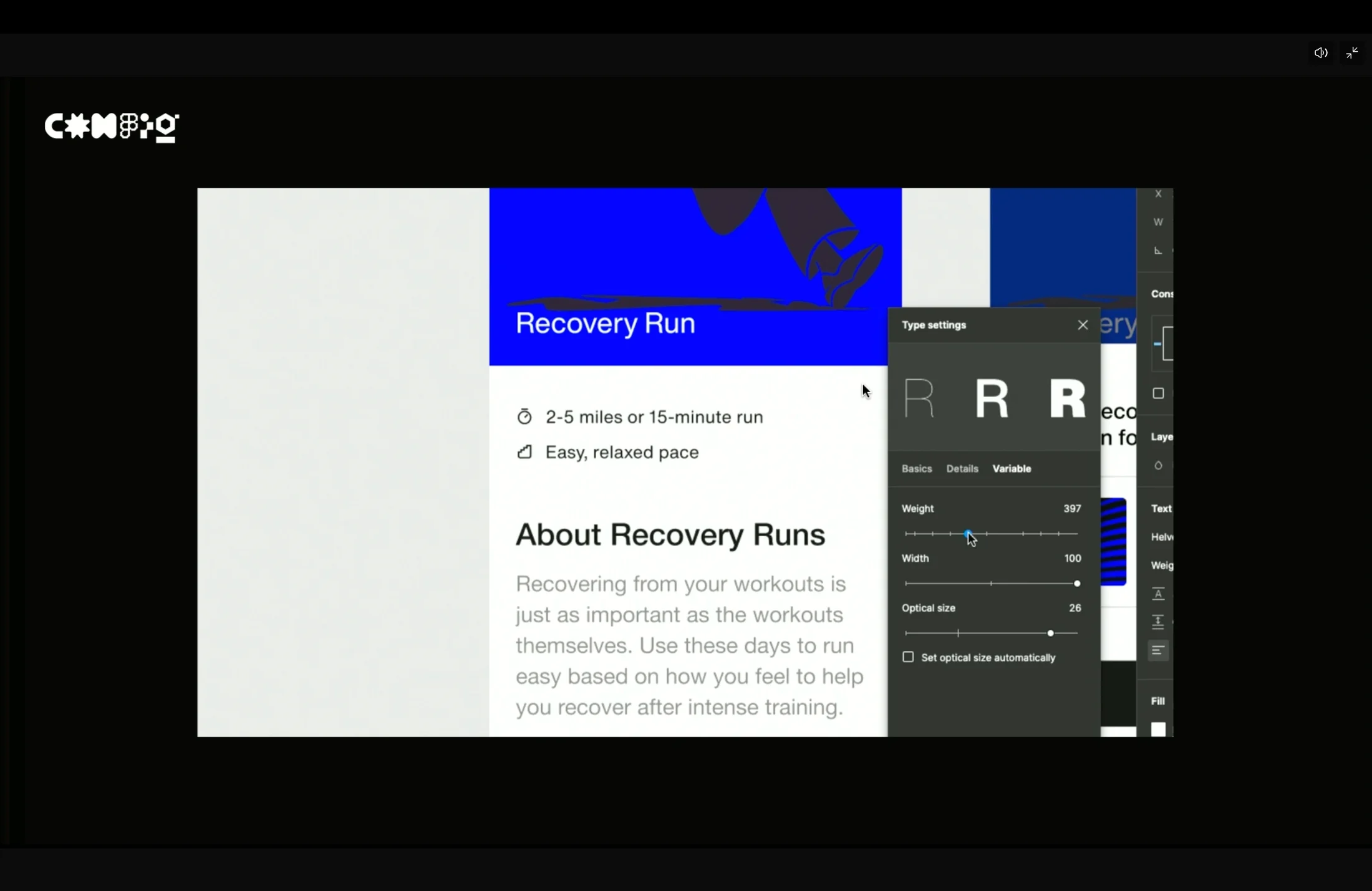 Variable font controls in Figma
