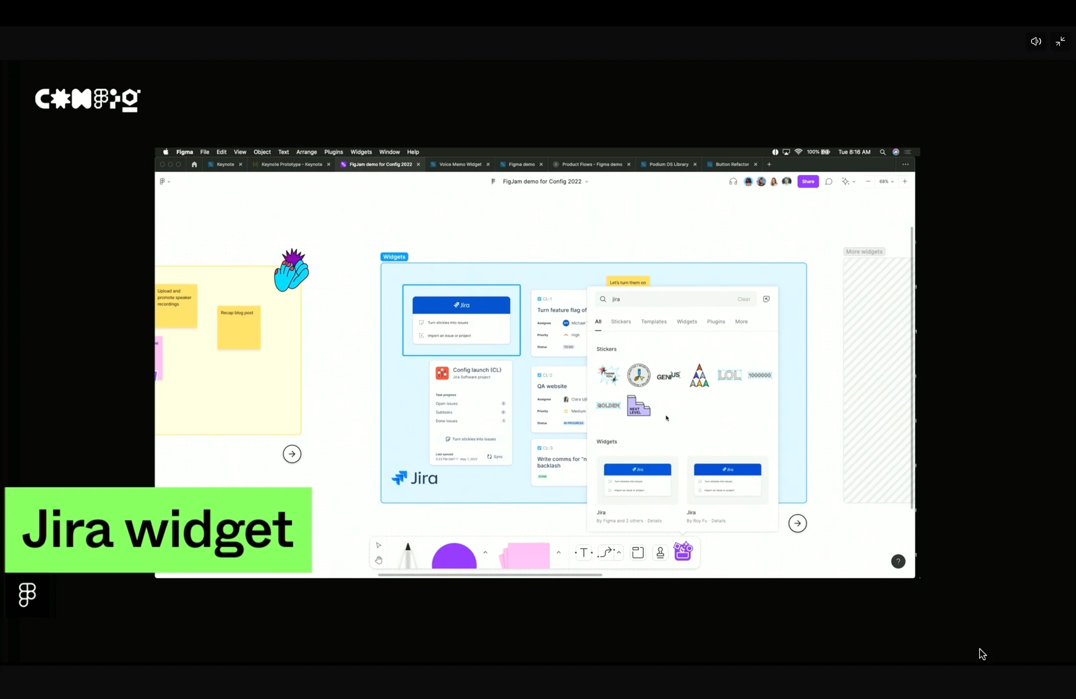 Jira and Asana widgets embedded in FigJam