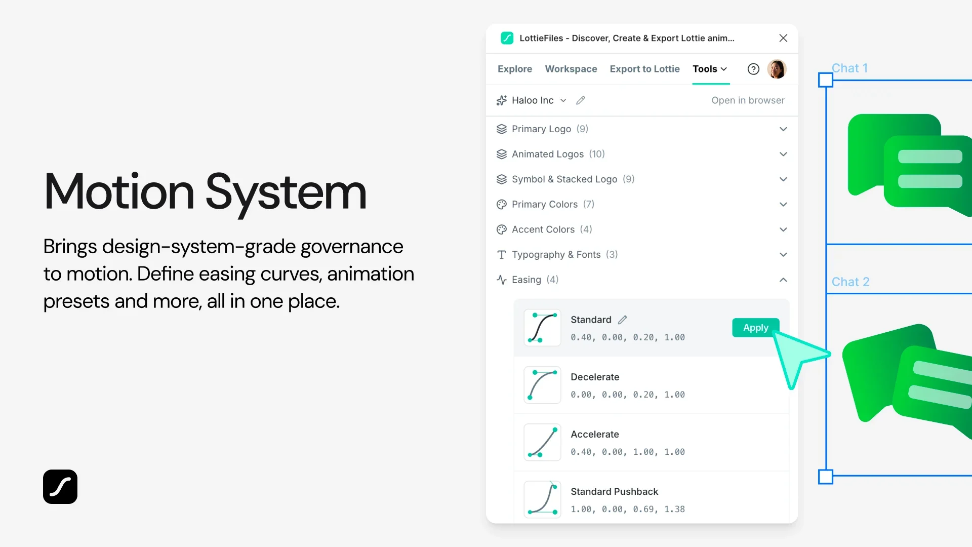 Figma exposes assets and easing curves inside the design workflow.